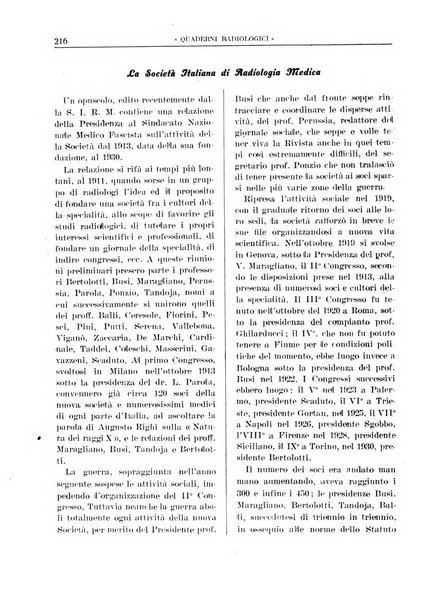 Quaderni radiologici rivista bimestrale di radiologia pratica