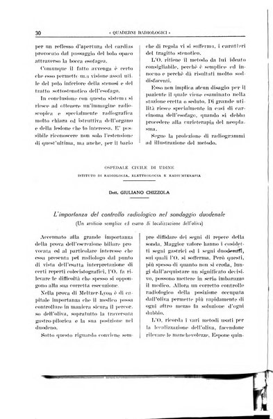 Quaderni radiologici rivista bimestrale di radiologia pratica