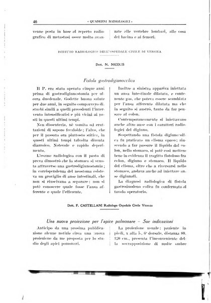 Quaderni radiologici rivista bimestrale di radiologia pratica