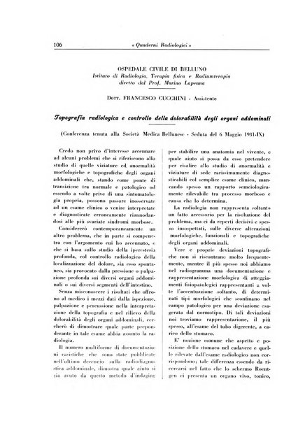 Quaderni radiologici rivista bimestrale di radiologia pratica