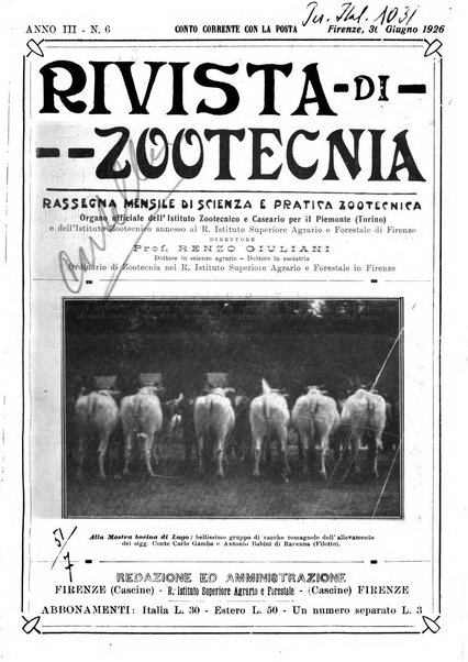 Rivista di zootecnia rassegna mensile di scienza e pratica zootecnica