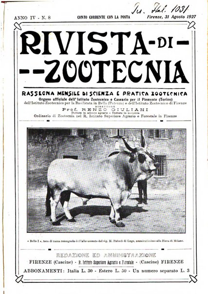 Rivista di zootecnia rassegna mensile di scienza e pratica zootecnica