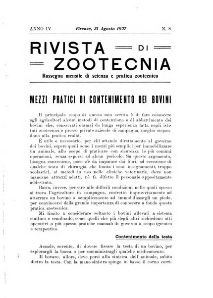 Rivista di zootecnia rassegna mensile di scienza e pratica zootecnica