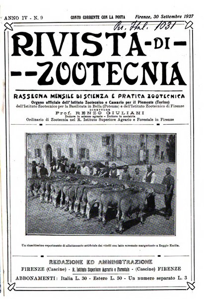 Rivista di zootecnia rassegna mensile di scienza e pratica zootecnica