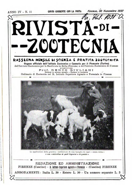 Rivista di zootecnia rassegna mensile di scienza e pratica zootecnica