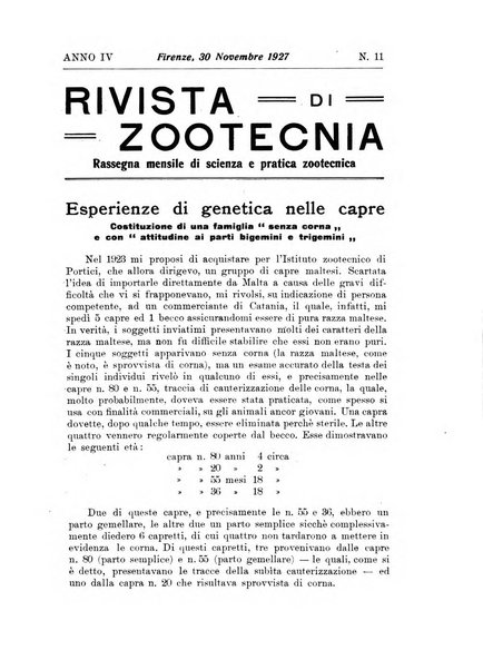 Rivista di zootecnia rassegna mensile di scienza e pratica zootecnica