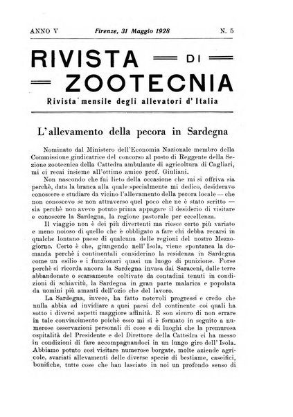 Rivista di zootecnia rassegna mensile di scienza e pratica zootecnica