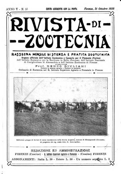 Rivista di zootecnia rassegna mensile di scienza e pratica zootecnica