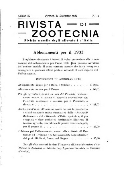 Rivista di zootecnia rassegna mensile di scienza e pratica zootecnica