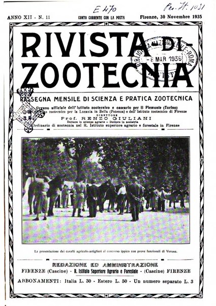 Rivista di zootecnia rassegna mensile di scienza e pratica zootecnica