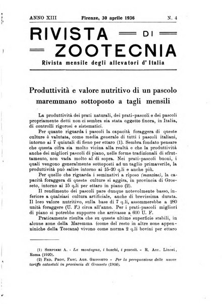 Rivista di zootecnia rassegna mensile di scienza e pratica zootecnica