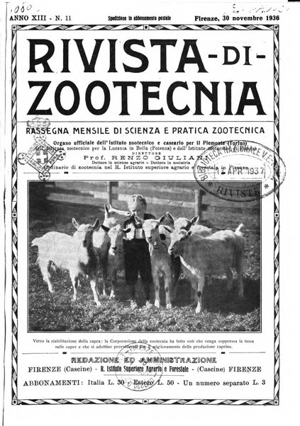 Rivista di zootecnia rassegna mensile di scienza e pratica zootecnica