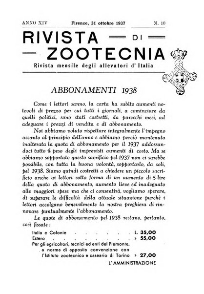 Rivista di zootecnia rassegna mensile di scienza e pratica zootecnica