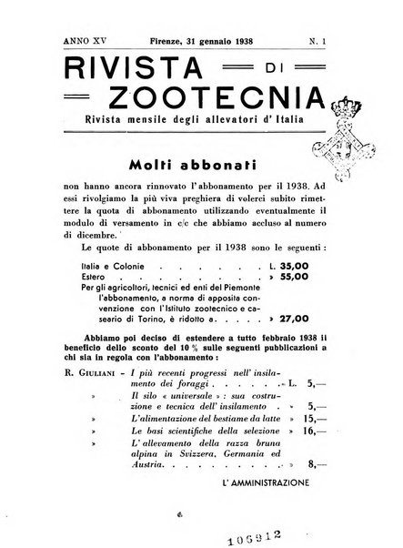 Rivista di zootecnia rassegna mensile di scienza e pratica zootecnica