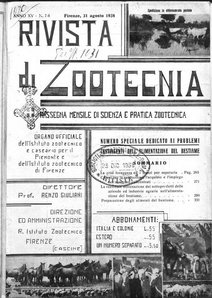 Rivista di zootecnia rassegna mensile di scienza e pratica zootecnica