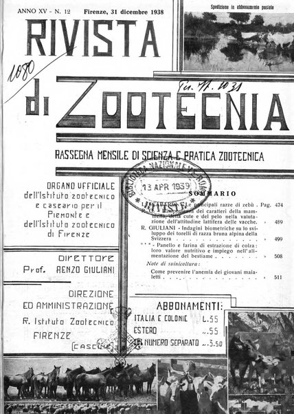 Rivista di zootecnia rassegna mensile di scienza e pratica zootecnica