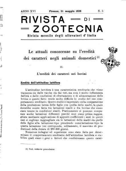 Rivista di zootecnia rassegna mensile di scienza e pratica zootecnica