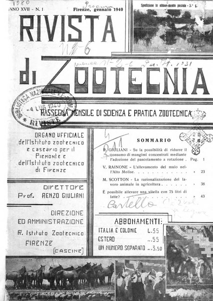 Rivista di zootecnia rassegna mensile di scienza e pratica zootecnica