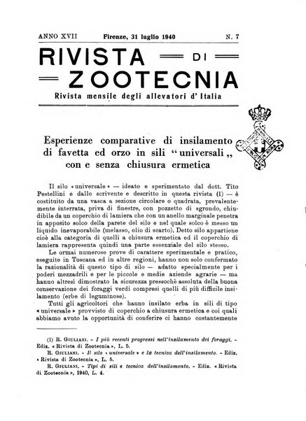 Rivista di zootecnia rassegna mensile di scienza e pratica zootecnica