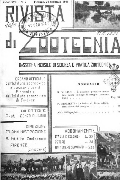 Rivista di zootecnia rassegna mensile di scienza e pratica zootecnica