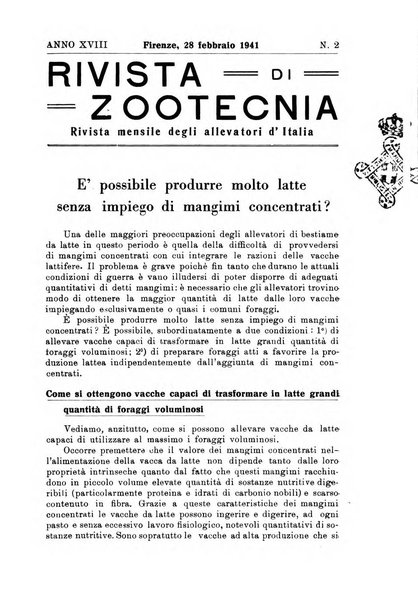 Rivista di zootecnia rassegna mensile di scienza e pratica zootecnica