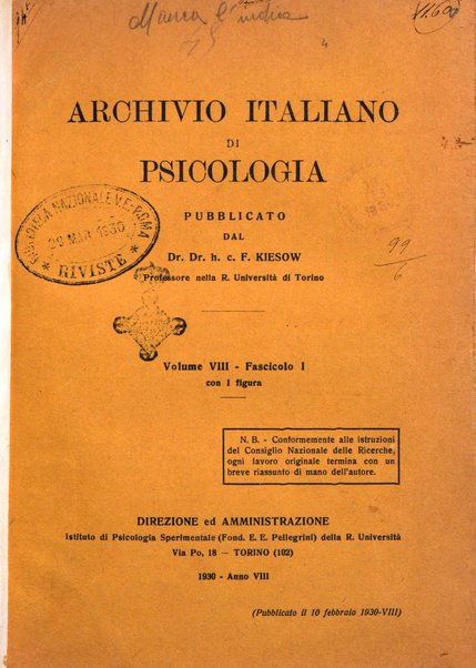 Archivio italiano di psicologia