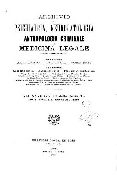Archivio di psichiatria, neuropatologia, antropologia criminale e medicina legale