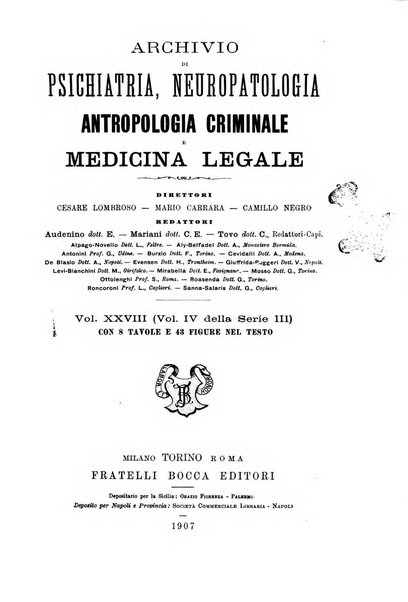 Archivio di psichiatria, neuropatologia, antropologia criminale e medicina legale