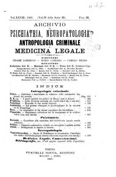 Archivio di psichiatria, neuropatologia, antropologia criminale e medicina legale
