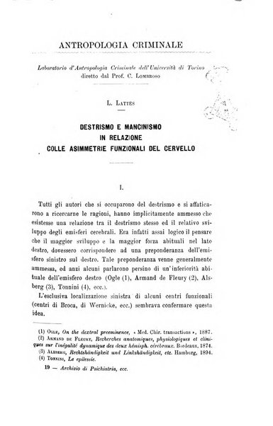 Archivio di psichiatria, neuropatologia, antropologia criminale e medicina legale