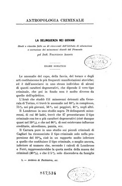 Archivio di psichiatria, neuropatologia, antropologia criminale e medicina legale