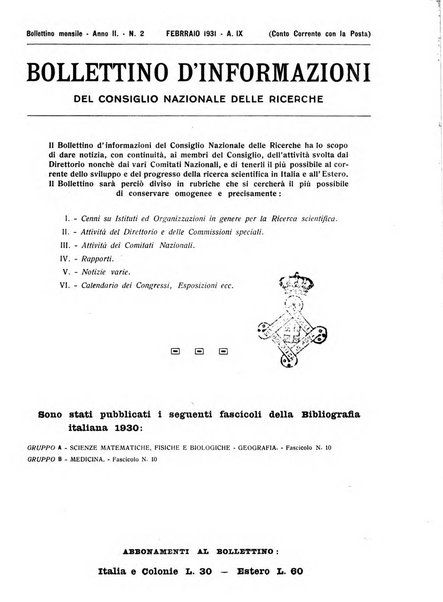 Bollettino d'informazioni del Consiglio nazionale delle ricerche