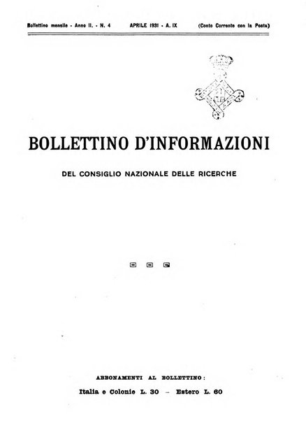 Bollettino d'informazioni del Consiglio nazionale delle ricerche