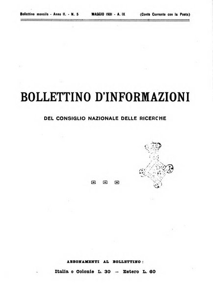 Bollettino d'informazioni del Consiglio nazionale delle ricerche