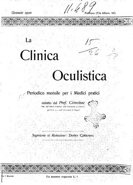 La Clinica oculistica periodico mensile per i medici pratici