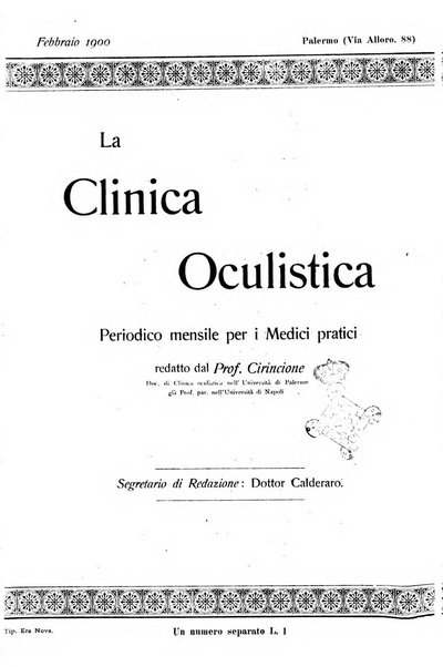 La Clinica oculistica periodico mensile per i medici pratici