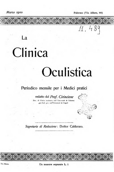 La Clinica oculistica periodico mensile per i medici pratici