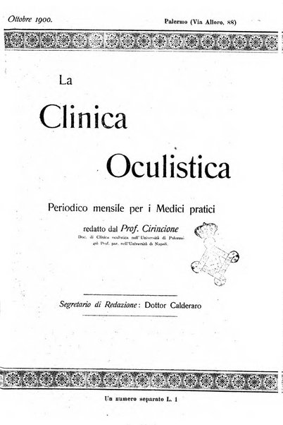 La Clinica oculistica periodico mensile per i medici pratici