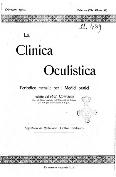 La Clinica oculistica periodico mensile per i medici pratici