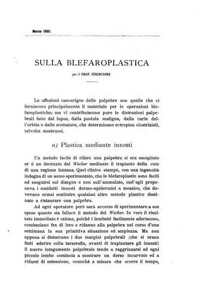 La Clinica oculistica periodico mensile per i medici pratici