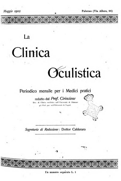 La Clinica oculistica periodico mensile per i medici pratici