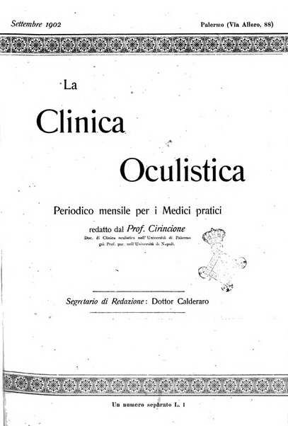 La Clinica oculistica periodico mensile per i medici pratici