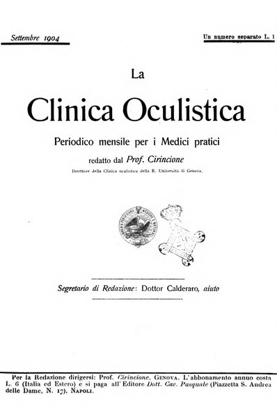 La Clinica oculistica periodico mensile per i medici pratici