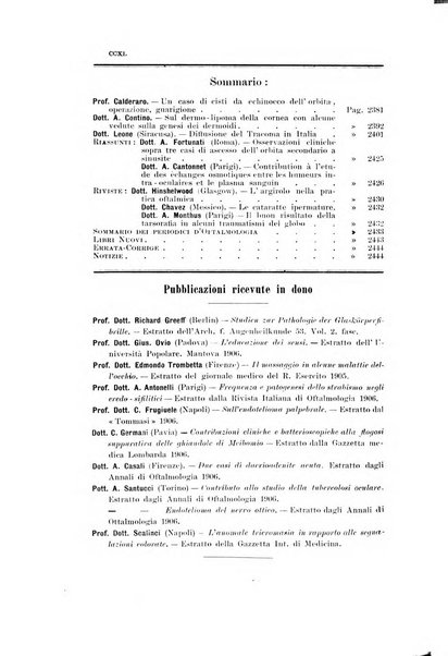 La Clinica oculistica periodico mensile per i medici pratici