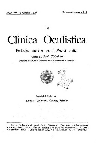 La Clinica oculistica periodico mensile per i medici pratici