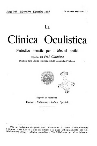 La Clinica oculistica periodico mensile per i medici pratici