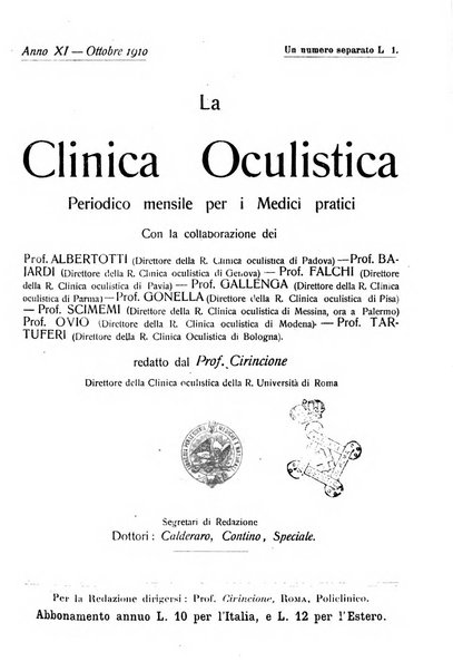 La Clinica oculistica periodico mensile per i medici pratici