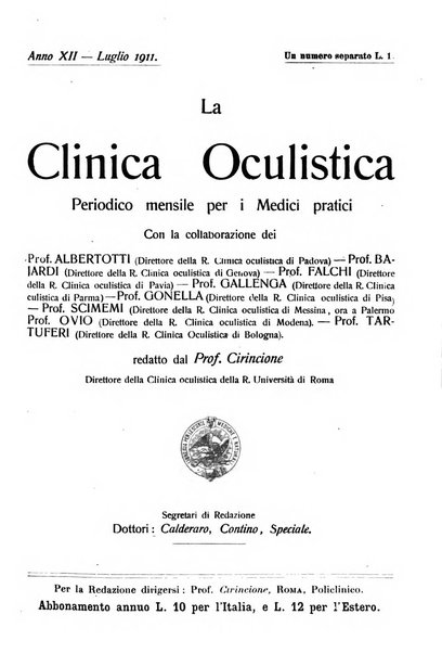 La Clinica oculistica periodico mensile per i medici pratici