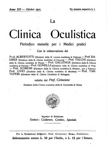 La Clinica oculistica periodico mensile per i medici pratici