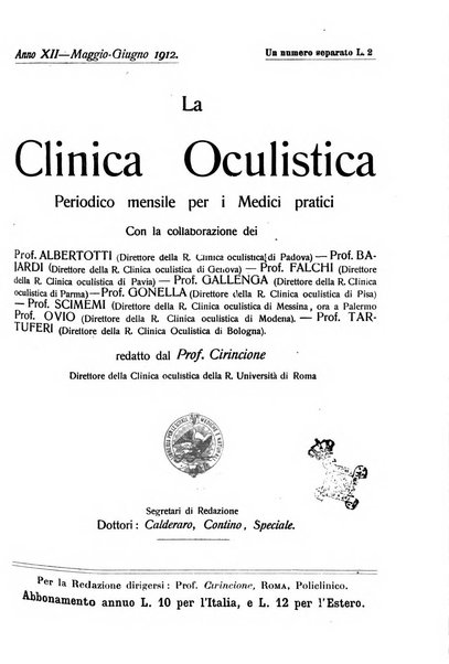 La Clinica oculistica periodico mensile per i medici pratici